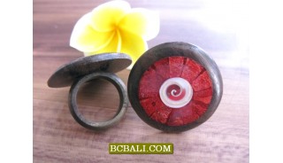 Bali Shells Wooden Rings Natural Organic Unique